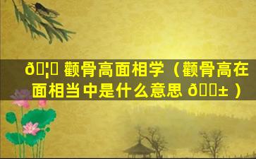 🦅 颧骨高面相学（颧骨高在面相当中是什么意思 🐱 ）